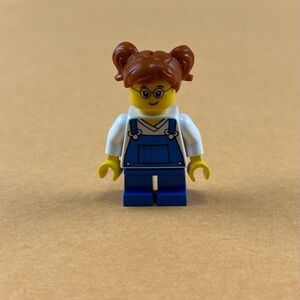 LEGO Child Girl Blue Overalls over V-Neck cty1226 Minifigure 2”